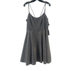 Xscape Dress Glitter‎ Gold Silver Black Women's 12 Fit Strappy Cocktail NEW $198